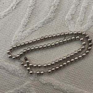 Vintage Silver Plated Ball Necklace Silver long Ball Necklace